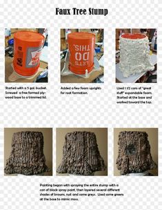 the instructions for how to make a fake tree stump