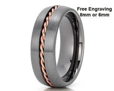 men's wedding band with two tone rope inlay