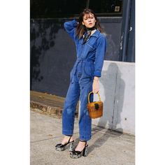 How to Wear Spring 2017’s Boiler Suit Denim Trend - Coveteur Estilo Hippy, Jeans Overall, Denim Day, Inspirational Sayings, Summer Bag, Fashion Week Street Style, Street Style Looks, New Classic, Looks Style