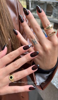 Chrome Nail Colors, Rainy Outfit, Classy Acrylic Nails, Nail Jewelry, Brown Nails, Nail Art Ideas