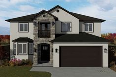 this is an artist's rendering of a two story house