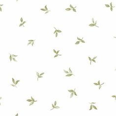 green leaves are flying in the air on a white background that is seamless and can be used for wallpaper or fabric