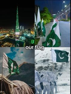 there are four pictures with flags in different countries and the caption reads our flag