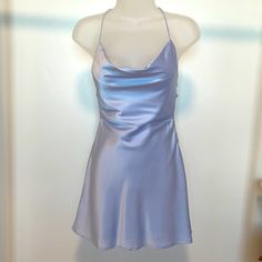 Babyboo Satin Blue Mini Dress Xs Never Worn Nwot Like New Condition W/ Tiny Mark (Pictured) That I Think Can Come Off But Didn’t Want To Risk Washing It To Keep It In “New” Condition. Light Blue Sleeveless Satin Mini Dress, Blue Silk Mini Dress, Babyboo Fashion, Blue Bodycon Dress, Long Linen Dress, Spaghetti Strap Mini Dress, Winter Formal, Mini Tank Dress, Dress The Population