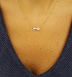 Cluster Necklace in 18k Gold Cluster of Natural Diamonds | Etsy Dainty Diamond Jewelry With Satellite Chain, Celestial Style Diamond Wedding Necklaces, Celestial Diamond Necklace For Wedding, Delicate Wedding Necklace With Rose Cut Diamonds, Dainty Wedding Diamond Necklace With Rose Cut Diamonds, Delicate Diamond Pendant Necklace, Handmade Wedding Gift, Diamond Cluster Necklace, Custom Diamond Jewelry