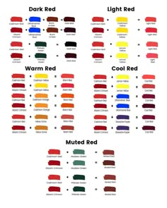 the different colors of paint are shown in this chart