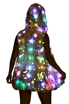 PRICES MAY VARY. 【MATERIAL& Color】Pink hand stitched sequins，different angles reflect different colors. 【DESIGN】① Super multi-function 15-color led light ; ② The use of sequins can make led more shining and cool at night; 【 FUNCTION】① Flash Model : Fade - Jump - ASYN Fade - ASYN Jump ; ② Color Change : 1) There are 15 colors of single flash; 2) Colorful conversion - colorful flash (Controled by a button on the battery box); 【USAGE】 Flash controlled by a button on the battery box; Batteries can b Neon Punk Fashion, Lady Gaga Costume, Edm Outfit, Neon Carnival, Rave Costume, Alien Costume, Rave Costumes, Mermaid Outfit, Music Festival Outfits