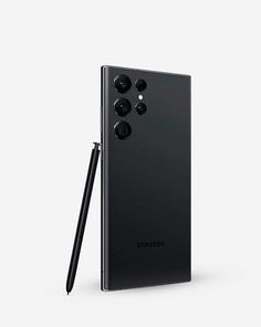 an image of a samsung note9 phone with a pen sticking out of the back