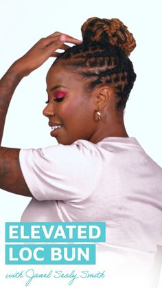 KISS hair expert and Celebrity Stylist Janel Sealy Smith gives you quick and easy steps to attain the ultimate elevated Loc Bun. This chic, fast, no-fuss look is for all loc ladies looking for a lasting updo! The Locking Gel, and Edge Fixer keep locs and roots hydrated and styled to perfection – all available at KISSColors.com! Braiding Locs, Diy Dreads, Loc Buns, Braided Locs, Edge Fixer, Locs Updo, Dreadlocks Hair Care, Loc Bun, Loc Maintenance