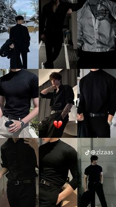 Dark Masculine Men, Total Black Outfit Men, Bad Boy Outfit, Bad Boy Outfits, Muscular Men Fashion, Black Outfit Men, Cute Dreads, Trendy Boy Outfits