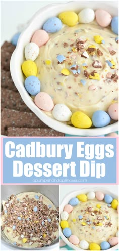 cadbury eggs dessert dip recipe in a bowl