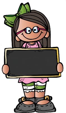 a girl with glasses holding a sign