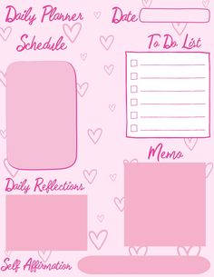 a pink planner with hearts on it and the words daily planner to do list written below