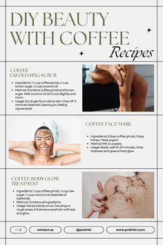 Say goodbye to boring beauty routines! Get ready to discover the skin-loving properties of that morning brew. With DIY beauty treatments made with coffee grinds, you'll have glowing, radiant skin in no time. 🌟 Click through to unveil these caffeinated secrets that will make your skin thank you! Face Mask Ingredients, Glowing Radiant Skin