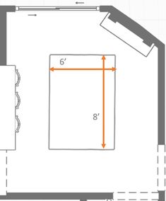 the floor plan for a living room and kitchen