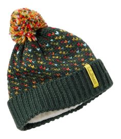 Nostalgic birdseye pattern and a colorful pom make this cozy hat a fun cold-weather staple for every kid. Slightly Fitted. Made from soft 100% recycled polyester yarn. Lined in ultracozy polyester fleece. Handwash, dry flat. Imported. | Kids' Sweater Weather Hat, Synthetic Playful Hats For Cold Weather, Playful Multicolor Hats For Cold Weather, Cozy Multicolor Hat For Outdoor, Fun Multicolor Hats For Outdoor Activities, Cozy Multicolor Outdoor Hat, Playful Multicolor Warm Beanie, Playful Multicolor Winter Beanie, Playful Green Winter Hat, Fun Multicolor Winter Hats