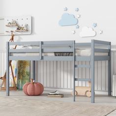 Solid Wooden Wooden Twin Loft Bed with Ladder