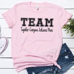 Team Shirt. Together Everyone Achieves More. School Staff. | Etsy Staff Shirts Ideas, Pre-shrunk T-shirt For School Team Spirit, Sporty School T-shirt With Name Print, School Crew Neck T-shirt With Logo Print, Pre-shrunk Team Spirit T-shirt For School, Team Spirit Pink T-shirt With Team Name, Pre-shrunk T-shirt With Team Spirit For School, Pink Team Spirit T-shirt With Team Name, Pink Crew Neck T-shirt With Team Name