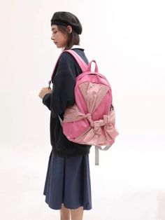 UAKISS - Y2k Niche Bowknot Sweet Solid Color Fashion Backpack Casual Schoolbag Handbag Student Leisure Travel Backpack Y2k Niche Bowknot Sweet Solid Color Fashion Backpack Casual Schoolbag Handbag Student Leisure Travel Backpacksize:37*46*11cm Backpack Y2k, Floral Bags, Waterproof Backpack, Pink Backpack, Color Fashion, Small Crossbody Bag, Small Crossbody, Travel And Leisure, Casual Backpack