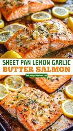 Dive into this delicious Baked Salmon with Lemon Butter Cream Sauce! This recipe delivers tender, flaky salmon topped with a rich, creamy lemon butter sauce that enhances the flavors without overpowering them. Perfect for a healthy dinner or special occasion, it's quick to make and packed with omega-3 fatty acids. Ready to impress your family or guests? Save this pin and try it tonight! Salmon Recipes Baked Lemon Garlic, Easy Good Salmon Recipes, Salmon Family Dinner, Easy Salmon Oven Recipes, Quick Healthy Dinner Recipes For Two, Salmon Recipes In Pan, Best Salmon Dinner Recipes, Baked Lemon Pepper Salmon Recipes