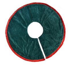 a green and red round cushion with a white handle on the top, sitting in front of a white background