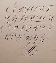 an old fashioned calligraphy type is shown in black ink on a piece of paper