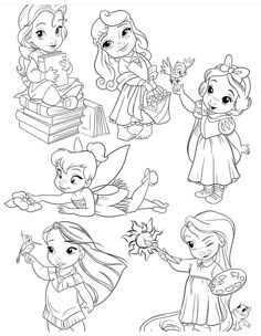 coloring pages for children with princesses and their favorite things to draw on the page