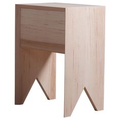 a small wooden table with two legs and one leg on the other side, against a white background