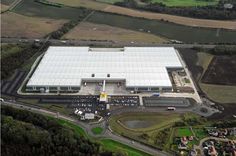 an aerial view of a large industrial building