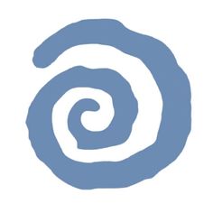 a blue spiral on a white background with the word's logo below it, as well as an image of a person's hand