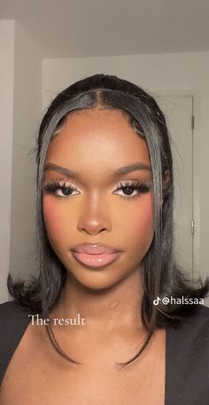 Makeup Base Ideas, Soft Blue Makeup Looks Black Women, Face Beat Makeup Dark Skin, Light Beat Makeup Black Women Dark Skin, Uk Black Girls Makeup, Bunny Makeup Look, Soft Makeup Looks Black Women, Black Pretty Girl Aesthetic Makeup, Uk Makeup