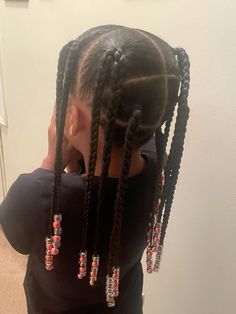 #braids #beads 3rd Birthday Hairstyles, Little White Girl Braided Hair Styles With Beads, Cute Easy Braided Hairstyles For Little Black Girls Simple, Black Girls Hairstyles Little Kids, Quick Hairstyles Black Kids, Simple Braid Hairstyles For Kids, Little Toddler Girl Braided Hairstyles, Braided Hairstyles For Little Black Girls With Beads, Little Black Girls Box Braids Hairstyle