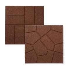 two brown tiles are shown on a white background and one is made out of concrete