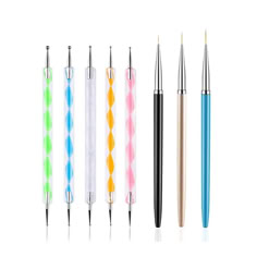 PRICES MAY VARY. 【8PCS Professional Nail Art Accessories】 Includes 5pcs 2-ways nail art tool dotting pens and 3pcs nail art liner painting brushes, helps you to make your own nail art styles. 【5Pcs/Set Double-ended Nail Dotting Pens】 Dotting Pens comes with 6 Different Diameters:3mm,2.5mm,2mm,1.5mm,1mm,0.8mm. All the balls made of high quality stainless steel, durable and sturdy, the colorful acrylic handle will make your life full of vitality. 【3Pcs/Set Nail Liner Brushes】 The brush made of qua Nails Street Style, Nail Guide, Diy Thrift Flip, Toenail Art Designs, Nail Dotting Tool, Doing Nails, Carbon Paper, Drawing Lines, Ballet Bag