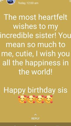 a birthday card with the words happy birthday sister