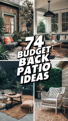 the back yard patio is filled with furniture and plants