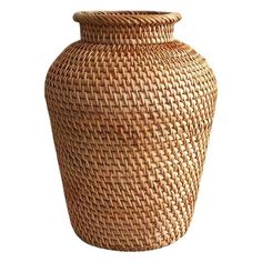 a large woven vase is shown on a white background with clippings to the bottom