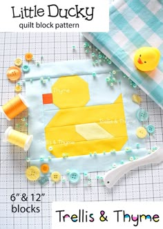 the little ducky quilt block pattern is shown