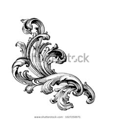 an ornate design in black and white