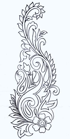 an intricately designed tattoo design with flowers and leaves on the bottom half of it