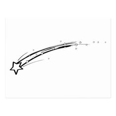 a black and white drawing of a shooting star