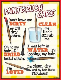 a poster with words describing how to use paintbrushs for hair care and other things