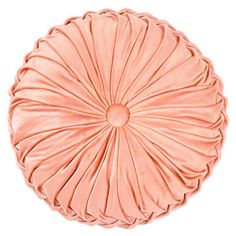 a round pillow with pleated edges on a white background, it looks like an ornament in the shape of a flower