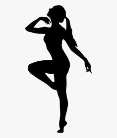 a black and white silhouette of a woman doing yoga poses with her hands behind her head