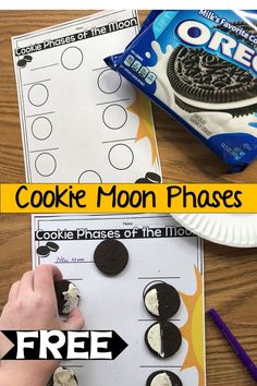 cookie moon phases printable worksheet for kids to learn how to make them