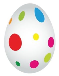 an easter egg with colored dots on it