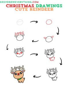 how to draw christmas reindeers for kids