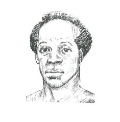 a black and white drawing of a man's face