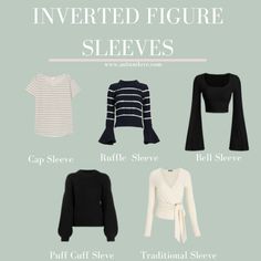 Inverted Triangle Long Sleeve, Sweaters For Inverted Triangle, Outfit Inspirations Inverted Triangle, Inverted Triangle Sleeves, Clothes For An Inverted Triangle Shape, Sleeves For Inverted Triangle Body Shape, Curvy Inverted Triangle Outfits, Invented Triangle Outfits, Inverted Triangle Hourglass Outfits