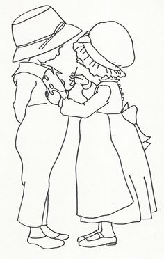 a drawing of two people standing next to each other with their arms around one another